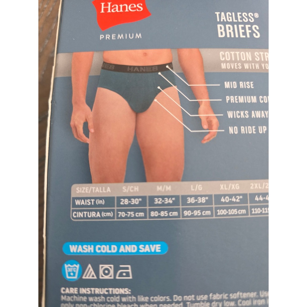 Hanes Premium Mens Stretch Classic Briefs 6pk Tagless High Rise Multi Color M - Picture 3 of 4